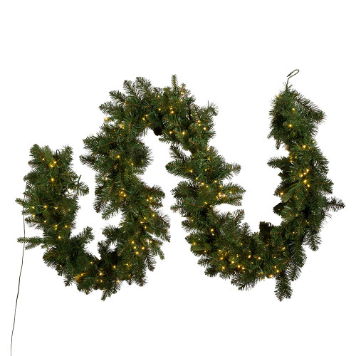 9' Pre-Lit Warm White Cluster LED Noble Fir Garland