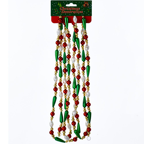 Gold, Red, Green and White Round Bead With Water Drop Beaded Garland