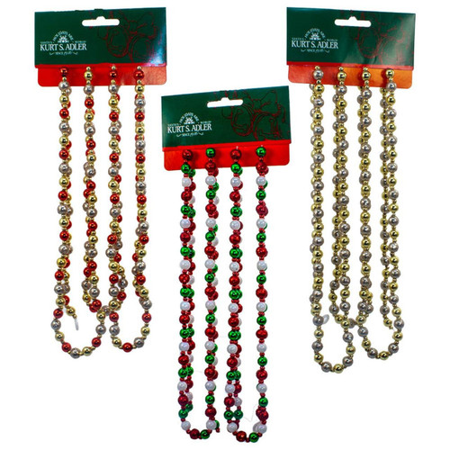 6' Miniature Round Bead Garlands, 3 Assorted