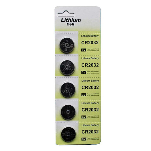 CR2032 Button Cell Batteries, 5-Piece Card