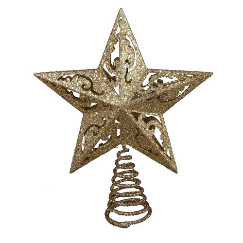 8“ Un-Lit Gold Glitter Star Treetop