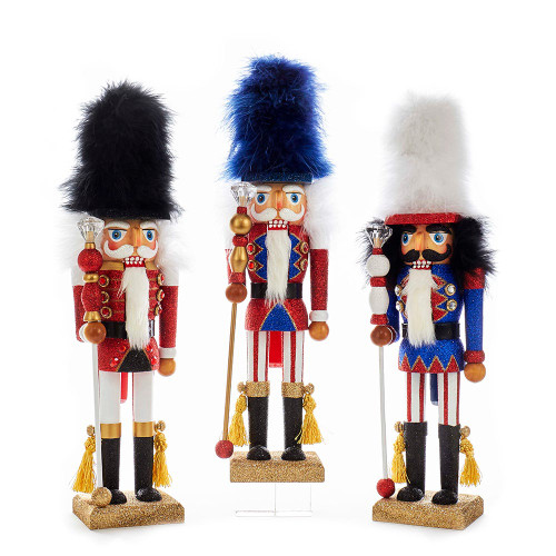 18“ Hollywood Nutcrackers™ Red, White, and Blue Soldier Nutcrackers, 3 Assorted