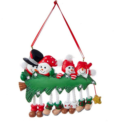 Snowman Family Of 4 With Christmas Tree Ornament For Personalization