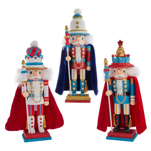 15“ Hollywood Nutcrackers™ Red, White and Teal Soldier & King Nutcracker, 3 Assorted