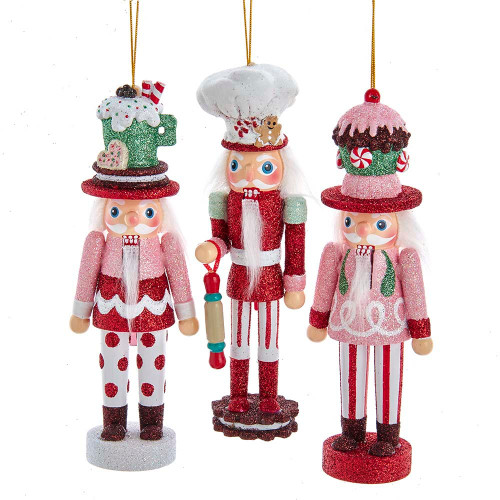 6“ Hollywood Nutcrackers™ Cake, Cocoa and Gingerbread Nutcracker Ornaments, 3 Assorted