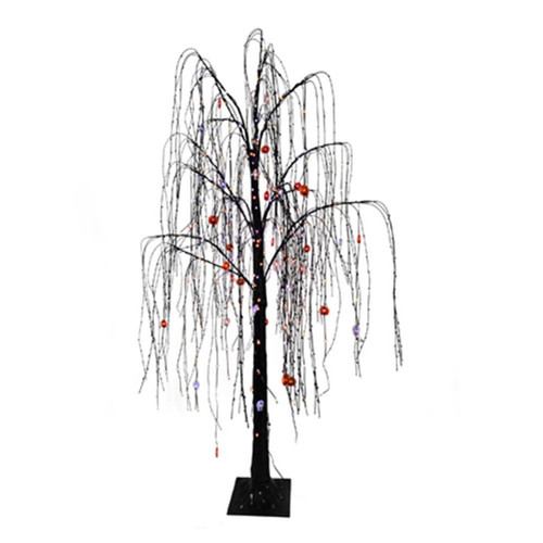 6' Pre-Lit Decorated Halloween Willow Tree