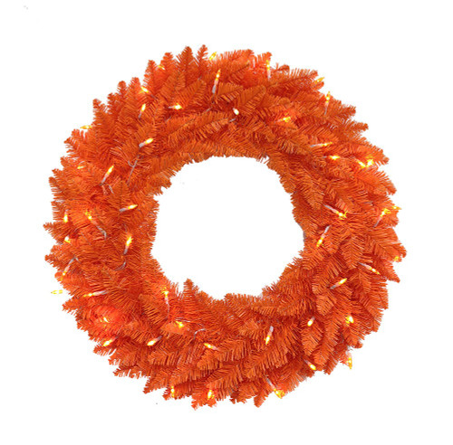 24“ Battery Operated Pre-Lit Orange Wreath