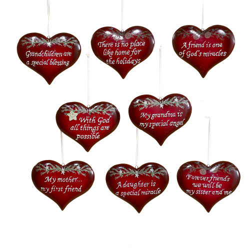 Porcelain Heart Ornaments, 8 Assorted