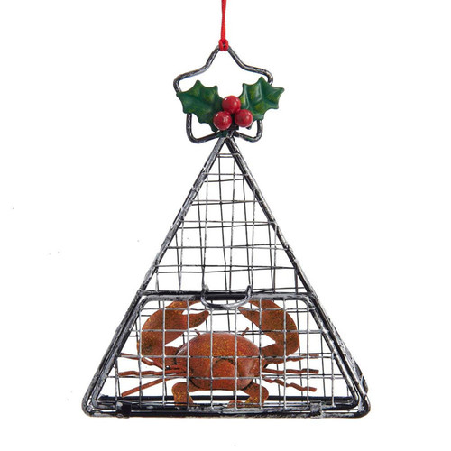 Wire Cage With Crab Ornament
