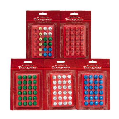 15MM Petite Treasures Glass Ball Ornaments, Set Of 6 Boxes