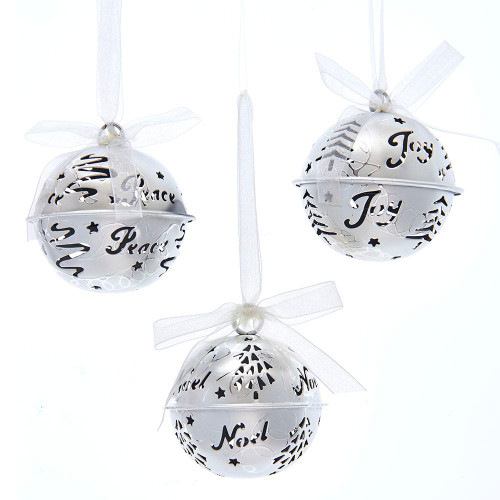 Metal Silver Bell Ornaments, 3 Assorted