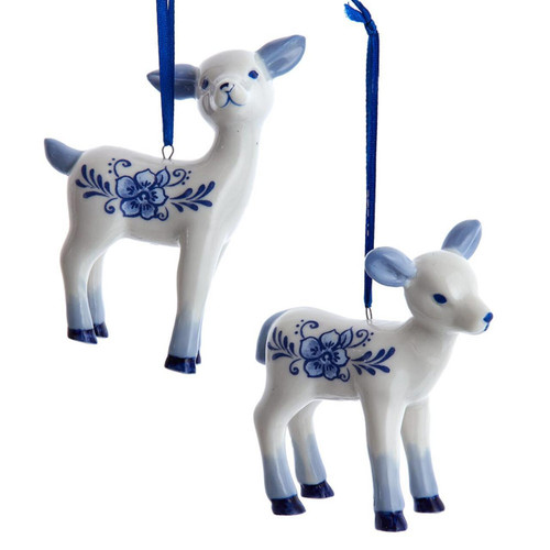 Porcelain Baby Deer Ornaments, 2 Assorted