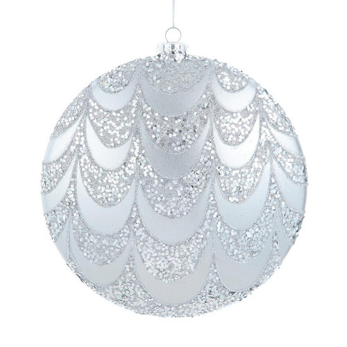 200MM Silver Scalloped Disc Ornament