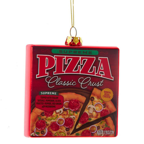 Glass Classic Crust Pizza Box Ornament