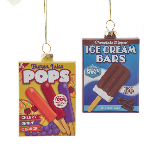 Glass Ice Cream Box Ornaments, 2 Assorted