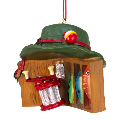 Fishing Hat & Tackle Box Ornaments, 2 Assorted