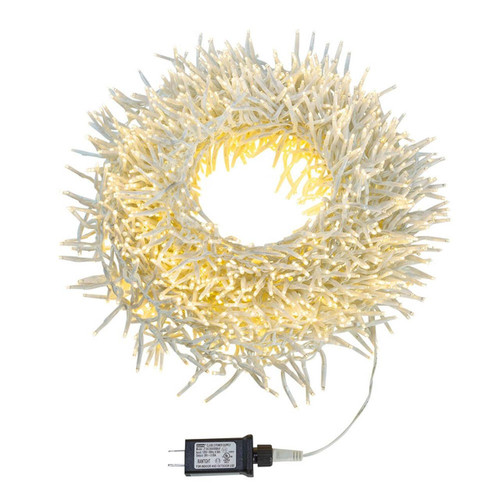 65' 2,000L Warm White 3MM LED Multifunction Cluster Garland With White Wire
