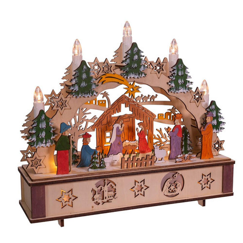 Battery-Operated LED Nativity Scene With Candles