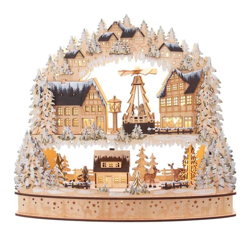 Battery-Operated LED Village With Motion