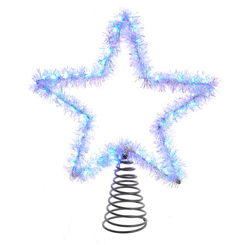 12.2“ 55L Cool White LED Silver Tinsel Star Treetop