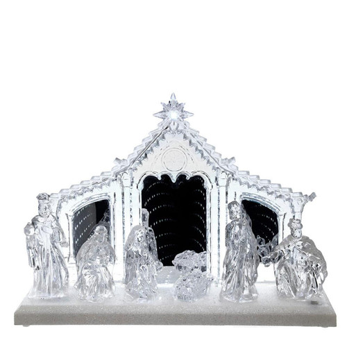 Lighted Musical Nativity Scene With Silver Bottom Base