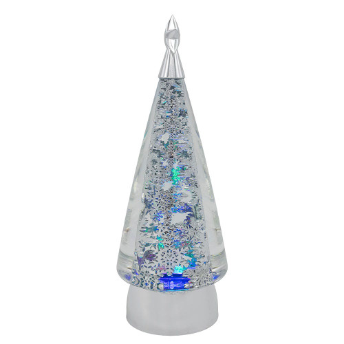 11.5“ Battery Operated USB LED Rotating Christmas Tree With Spinning Glitter Water