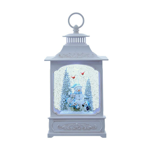 12.75“ Battery Operated USB LED Lighted Snowmen & Penguins Water Lantern