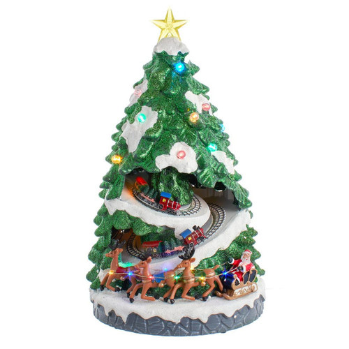 15.7“ Battery Operated Lighted Musical Christmas Tree With Moving Train