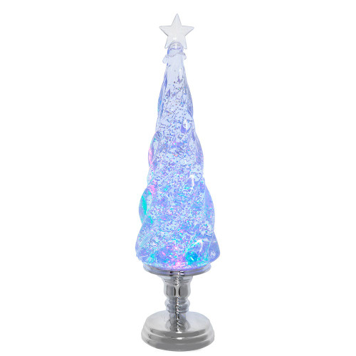 17.72“ Battery Operated RGB LED Lighted Swirling Glitter Tree