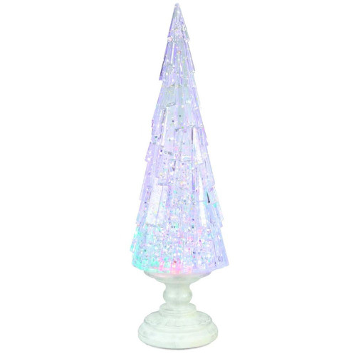 17.25“ Battery Operated USB LED Lighted Christmas Tree Lantern With Spinning Glitter Water
