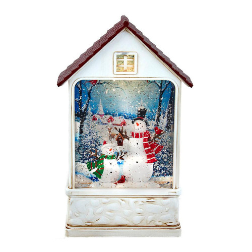 9.2“ Battery Operated LED Snowman House Water Lantern