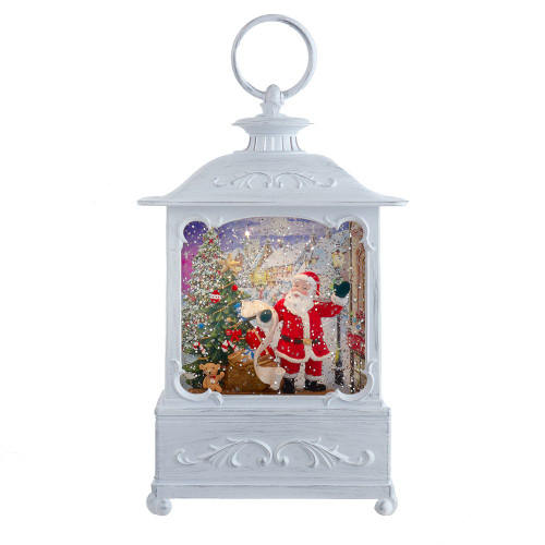 10“ Battery Operated Warm White LED Lighted Santa With Gifts Lantern