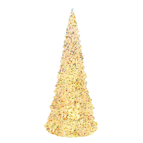 15.5“ Battery Operated LED Silver Iridescent Tabletop Tree