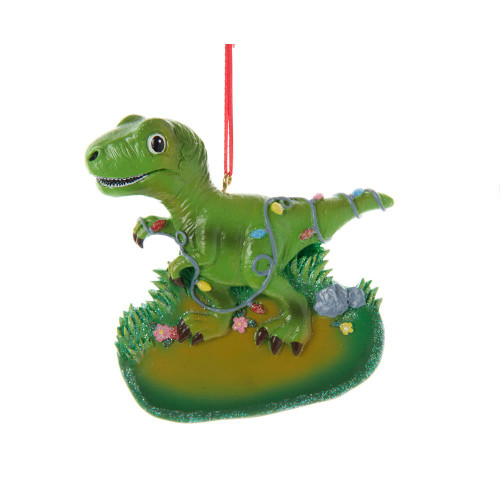 T-Rex Dinosaur With Lights Ornament For Personalization