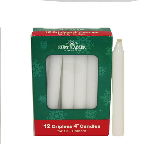 4“ White Dripless Candles, 12-Piece Box Set