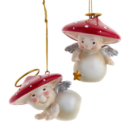Merry Little Mushroom Angel Ornaments, 2 Assorted