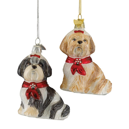 Noble Gems™ Shih Tzu Glass Ornaments, 2 Assorted