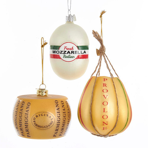 Noble Gems™ Italian Cheese Glass Ornaments, 3 Assorted