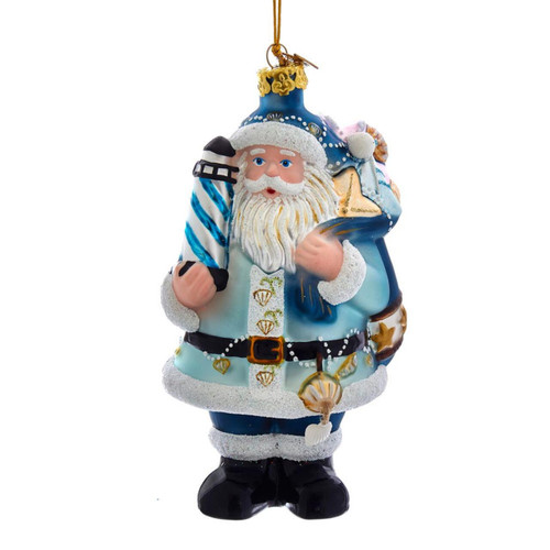 Noble Gems™ Nautical Santa Glass Ornament
