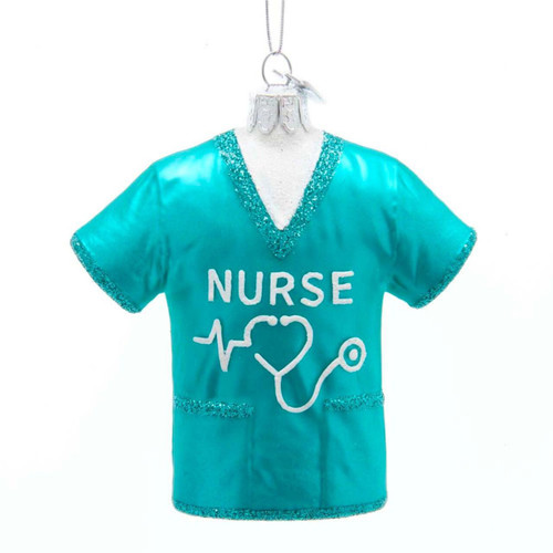 Noble Gems™ Nurse Scrubs Shirt Glass Ornament