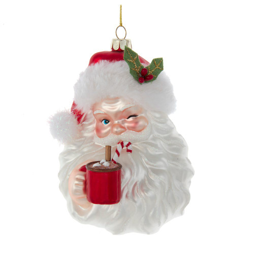 Noble Gems™ Glass Santa With Cocoa Mug Ornament