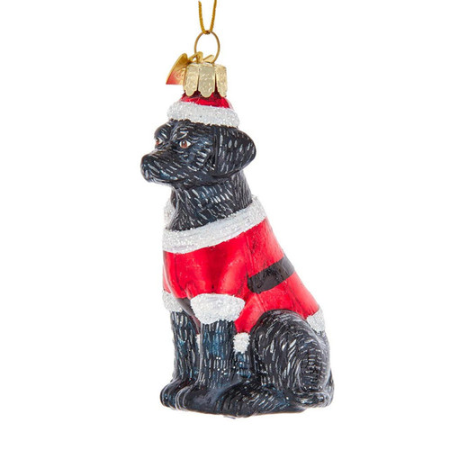 Noble Gems™ Glass Black Labrador Retriever With Santa Suit Ornament
