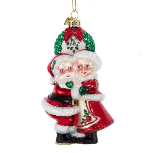 Mr. & Mrs. Santa Under Mistletoe Ornament