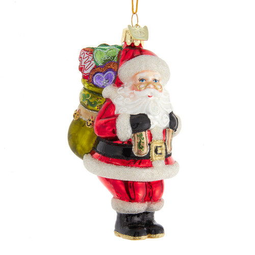 Noble Gems™ Glass Santa With Bag Of Cookies Ornament