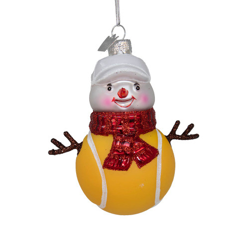 Noble Gems™ Glass Tennis Snowman With Twig Arms Ornament