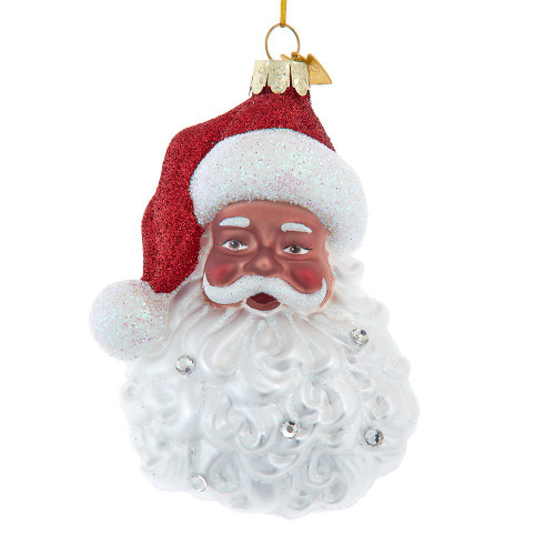 Noble Gems™ Glass African American Santa Head Ornament
