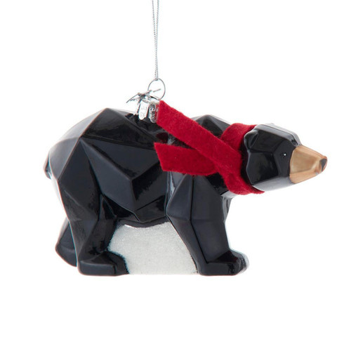 Noble Gems™ Glass Stylized Black Bear Ornament
