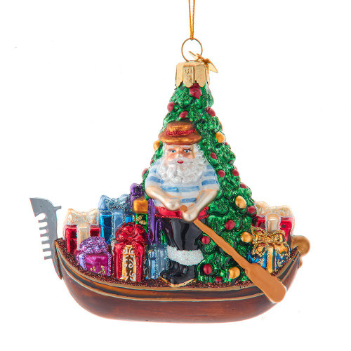 Noble Gems™ Glass Venetian Santa Ornament