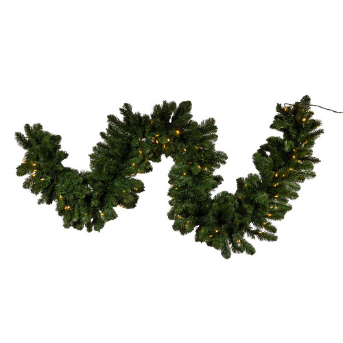 9' Pre-Lit Warm White Twinkle LED Vanderbilt Garland