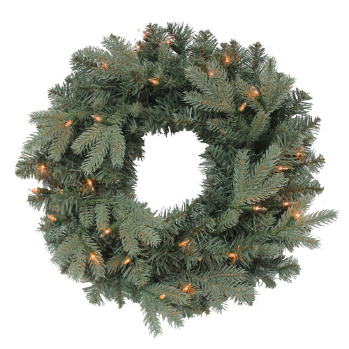 24“ Battery-Operated Pre-Lit Clear Incandescent Blue Spruce Wreath